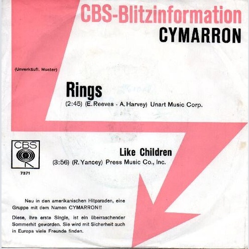7", Single, Promo Cymarron - Rings / Like Children