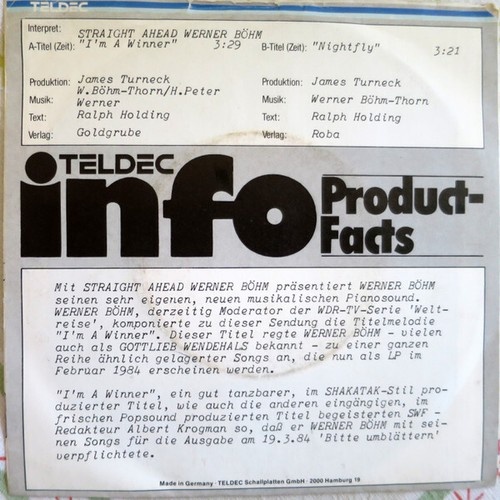 7", Single, Promo Straight Ahead Werner Böhm* - I'm A Winner