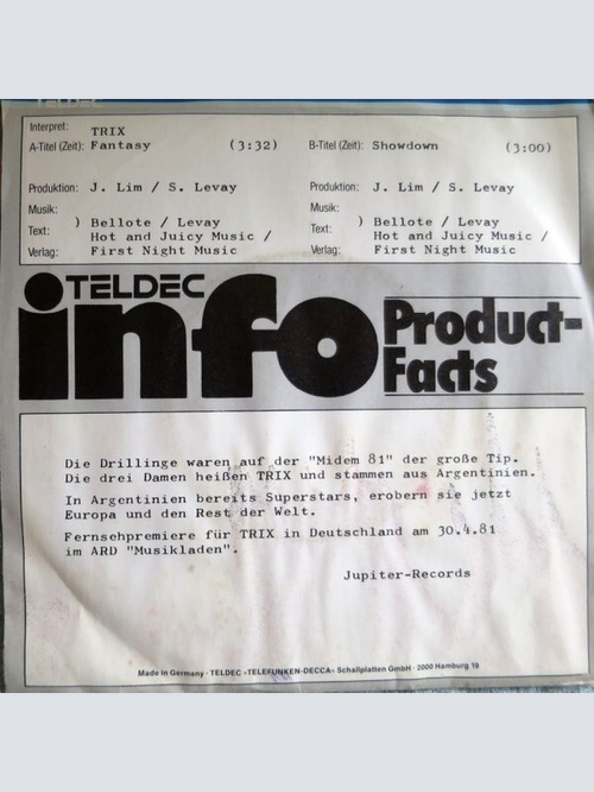 7", Single, Promo Trix (2) - Fantasy