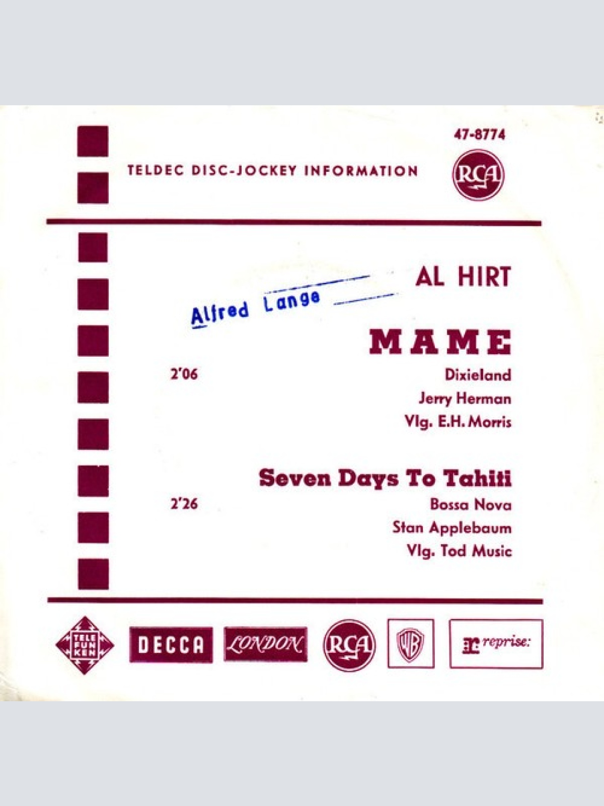 7", Single, Promo Al (He's The King) Hirt* - Mame