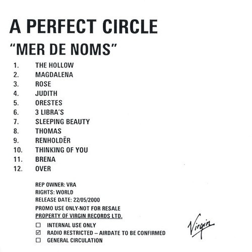 CDr, Album, Promo A Perfect Circle - Mer De Noms