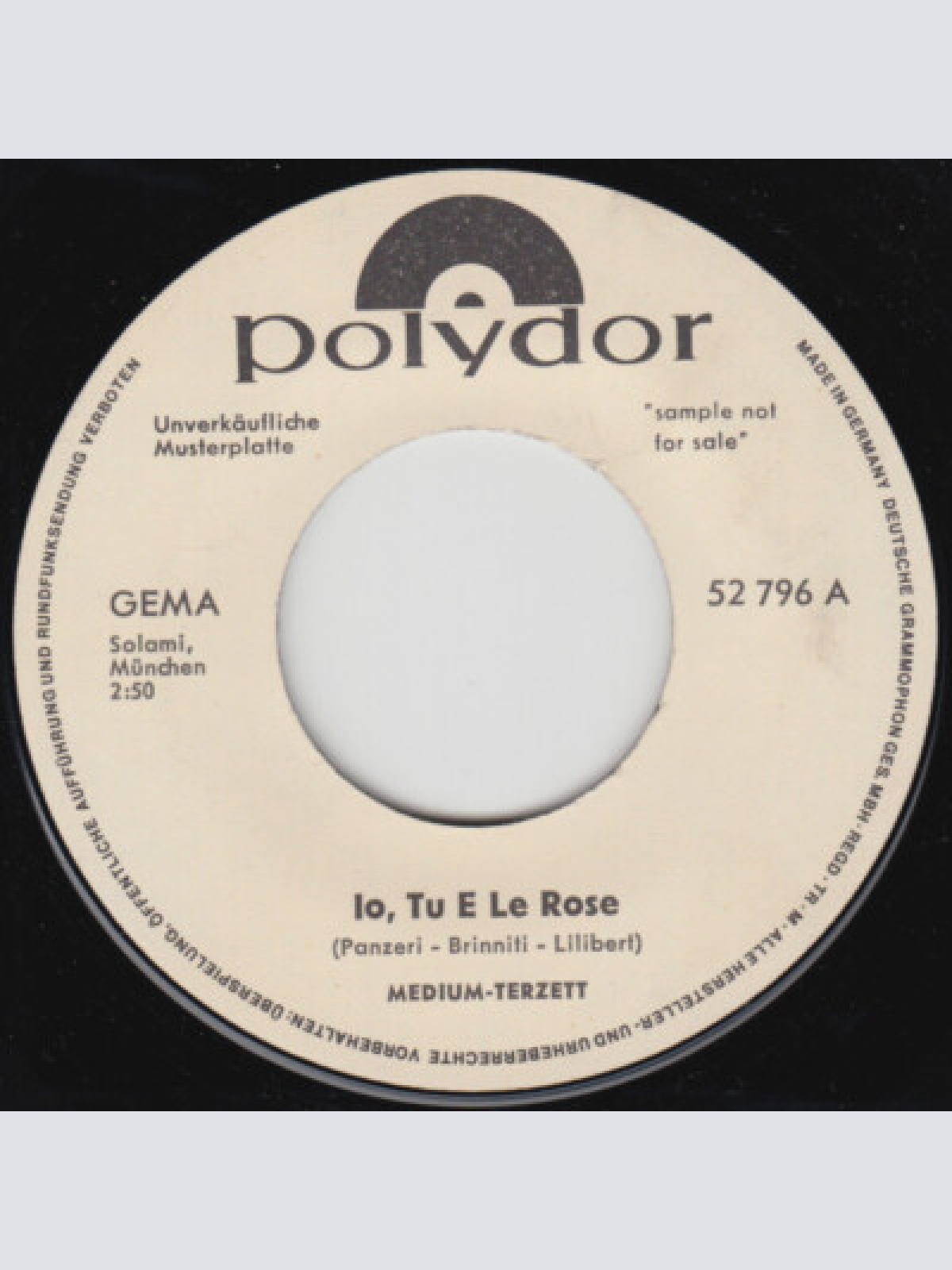 7", Single, Promo Medium Terzett - Io, Tu E Le Rose