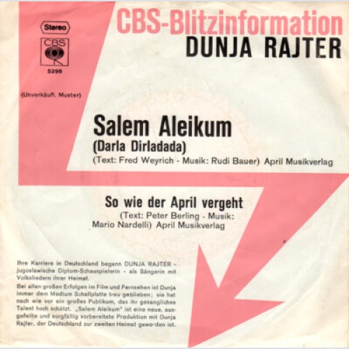 7", Single, Promo Dunja Rajter - Salem Aleikum (Darla Dirladada)