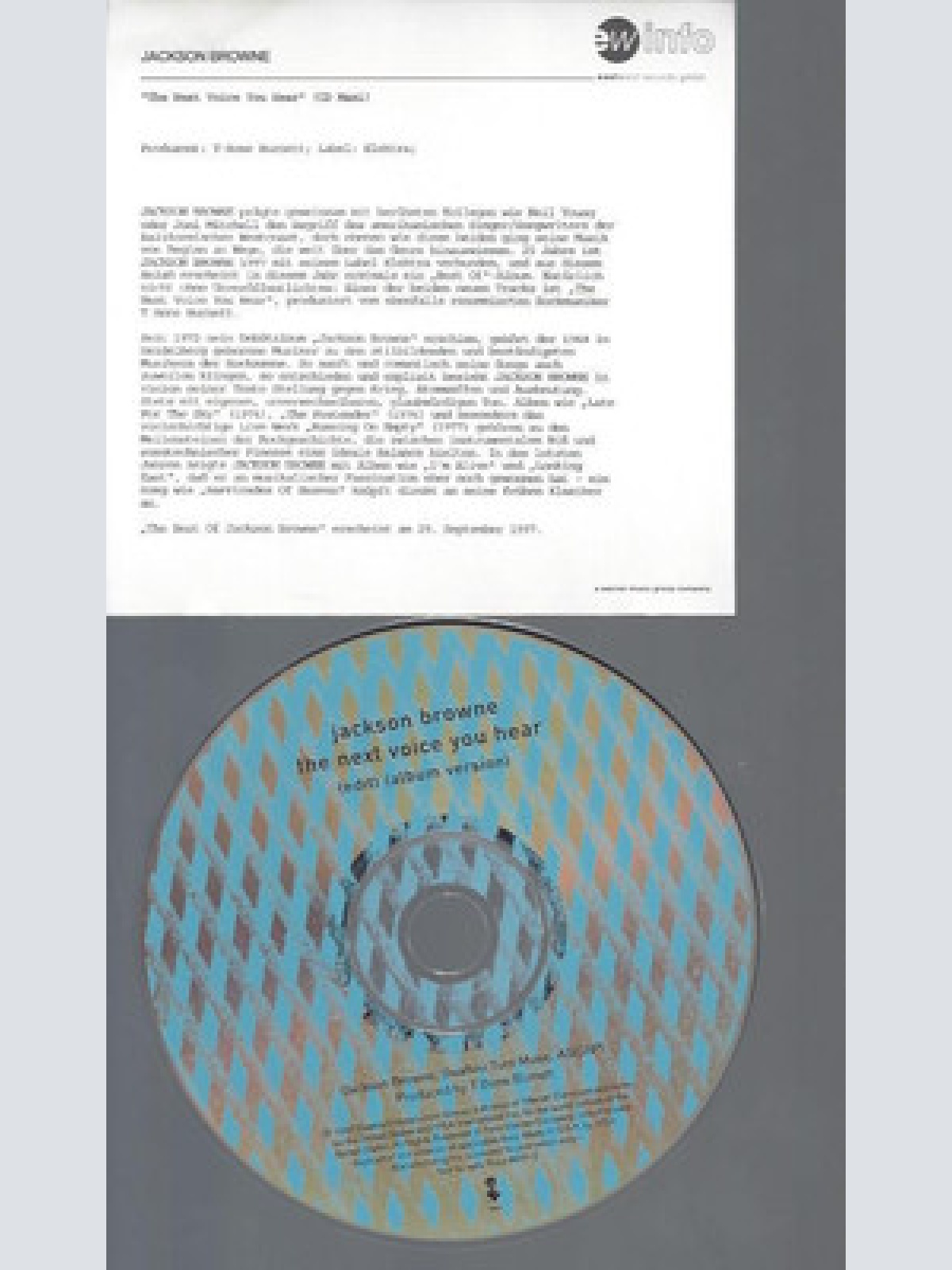 CD--PROMO--JACKSON BROWNE--THE NEXT VOICE YOU HEAR