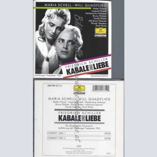 CD--MARIA SCHELL, WILL QUADFLIEG,  -- - DOPPEL-CD -- KABALE UND LIEBE