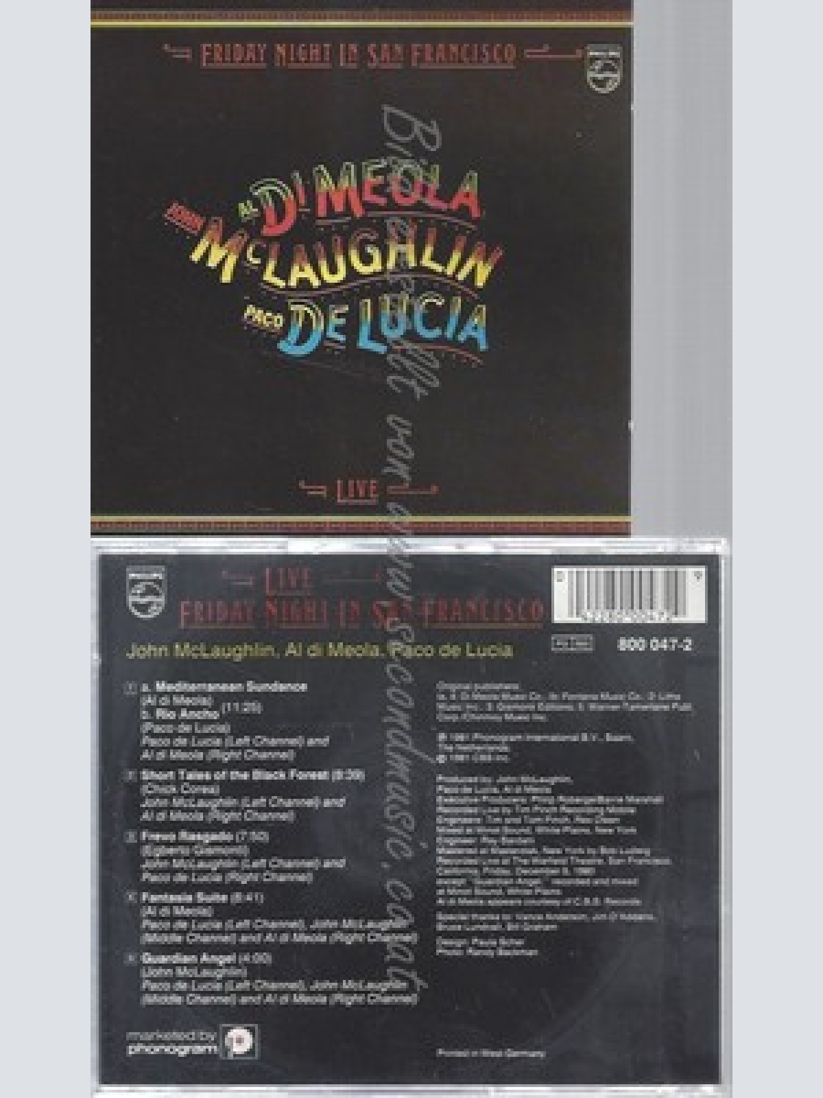 CD--PACO DE LUCIA, AL DI MEOLA   -- -- FRIDAY NIGHT IN SAN FRANCISCO