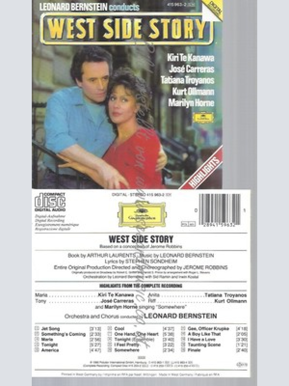 CD--TEKANAWA, CARRERAS, HORNE UND TROYAN -- -- BERNSTEIN: WEST SIDE STORY --