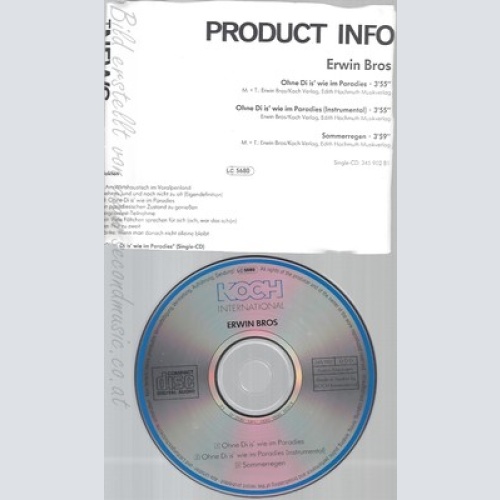 CD--ERWIN BROS--OHNE DI IS WIE IM PARADIES--PROMO
