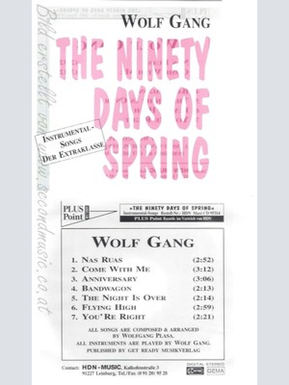 CD--WOLF GANG --THE NINETY DAYS OF SPRING