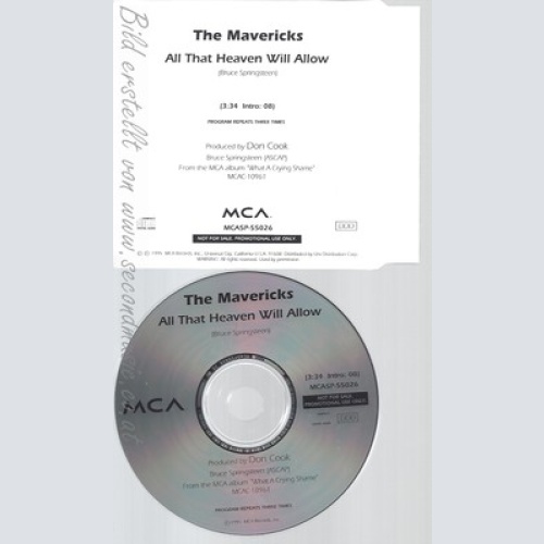 CD--THE MAVERICKS--ALL THAT HEAVEN WILL ALLOW--PROMO