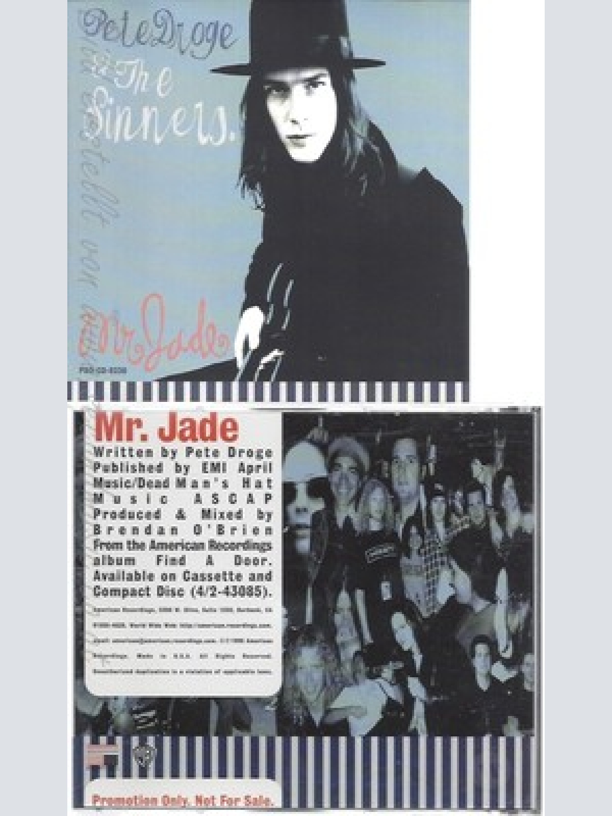 CD--PETE DROGE & THE SINNERS--MR JADE--PROMO