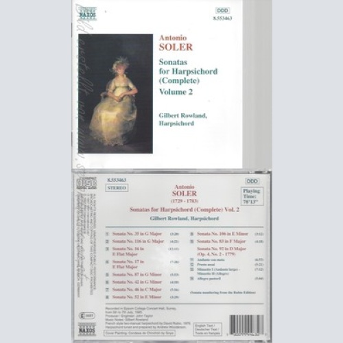 CD--GILBERT ROWLAND UND PADRE ANTONIO SOLER -- -- -- SONATEN FUER CEMBALO VOL. 2