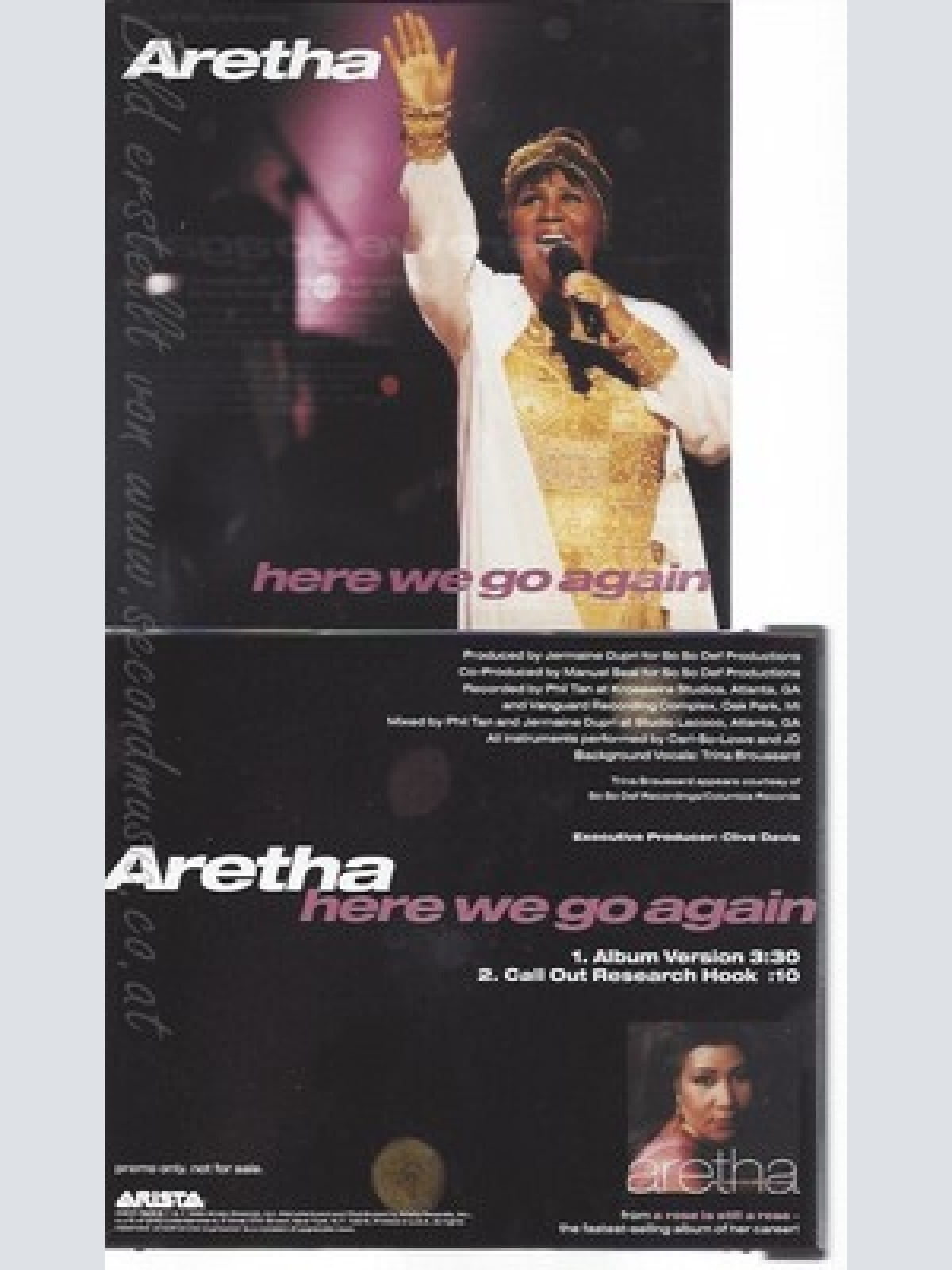 CD--ARETHA FRANKLIN--HERE WE GO AGAIN--PROMO