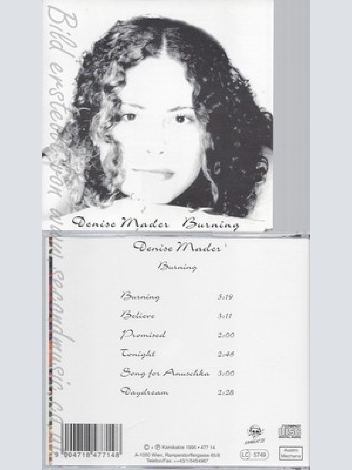 CD--DENIS MADER, CHRISTOPH RABL, FRITZ PFANHAUSER UND HARI RUISS -- BURNING -EP-