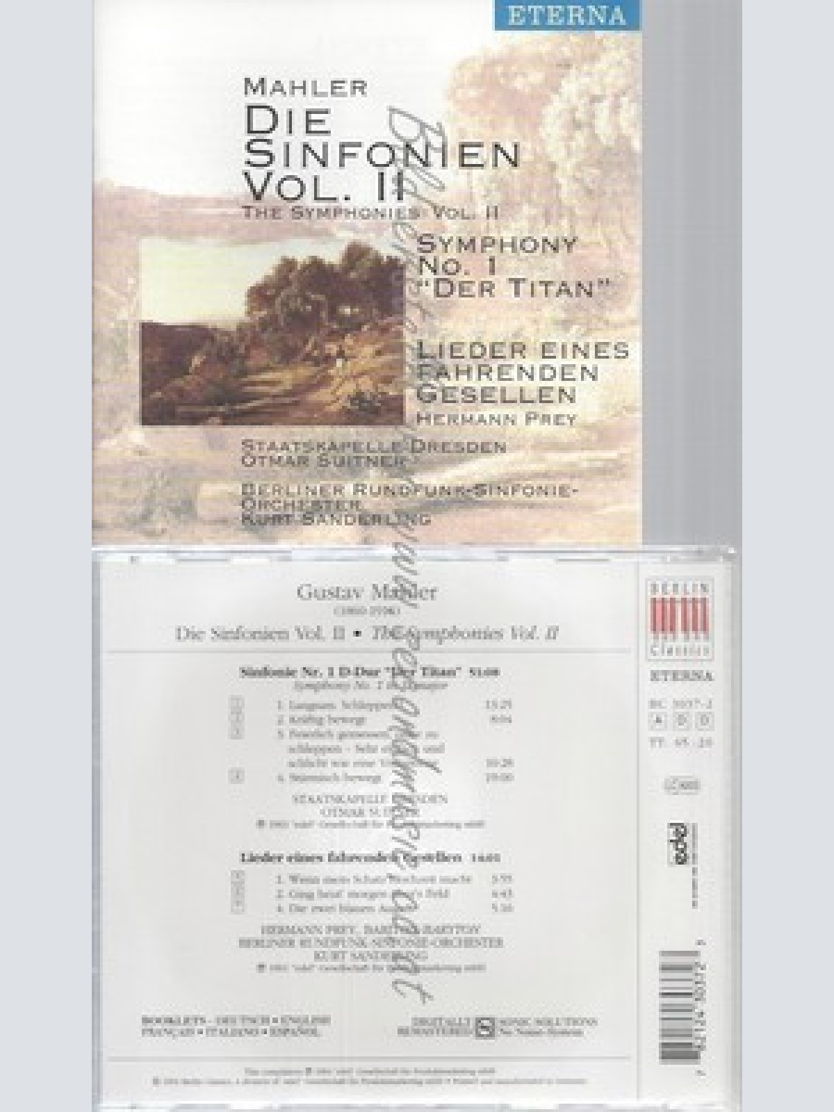 CD--SINFONIE 1 / LIEDER EINES FAH / PREY, SD, SUITNER UND SANDERLING -- -- SINFO