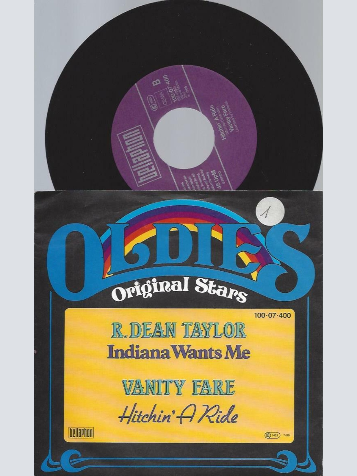 7"   R. Dean Taylor / Vanity Fare  Indiana Wants Me / Hitchin' A Ride