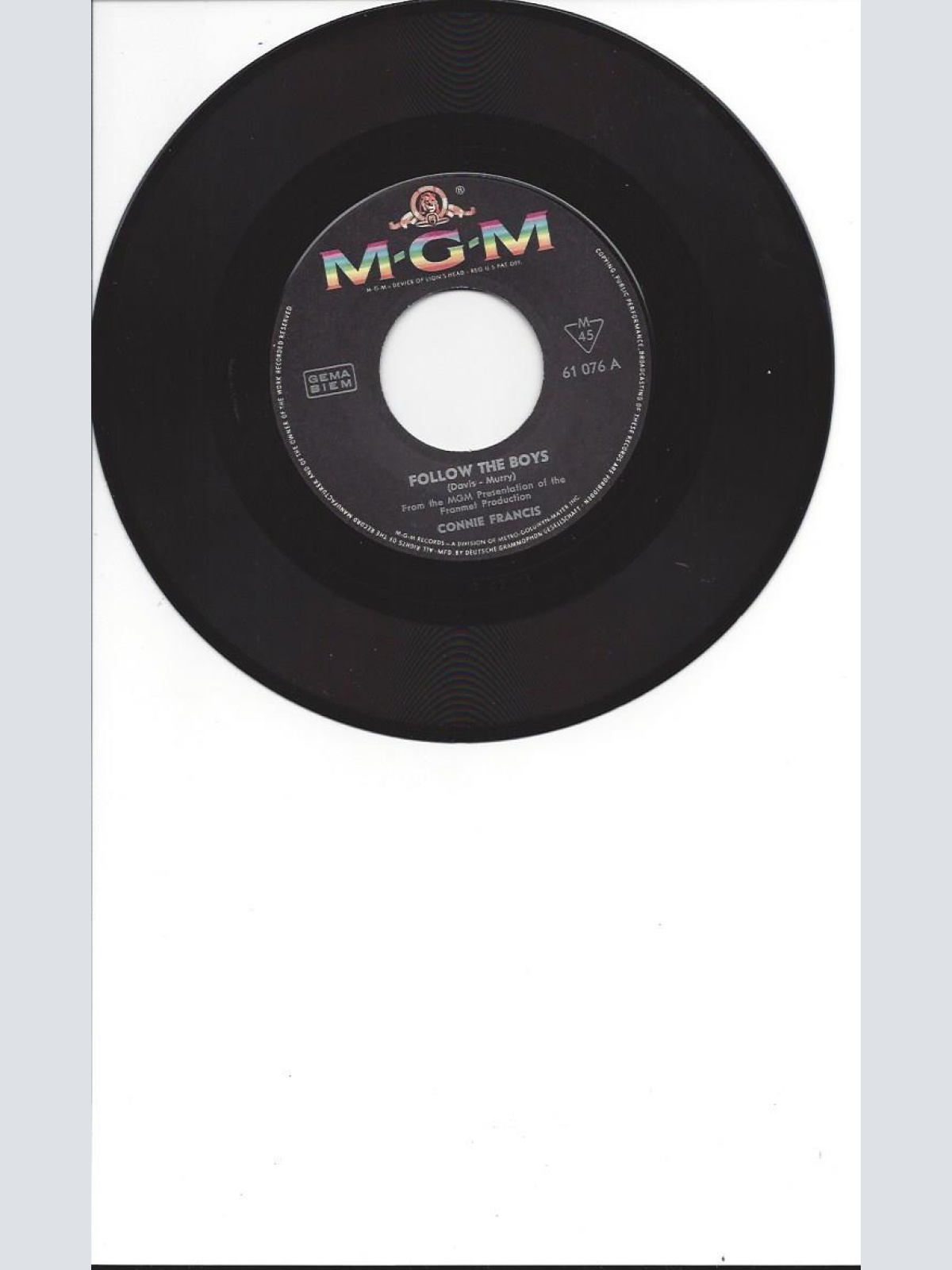 7"   Connie Francis – Follow The Boys