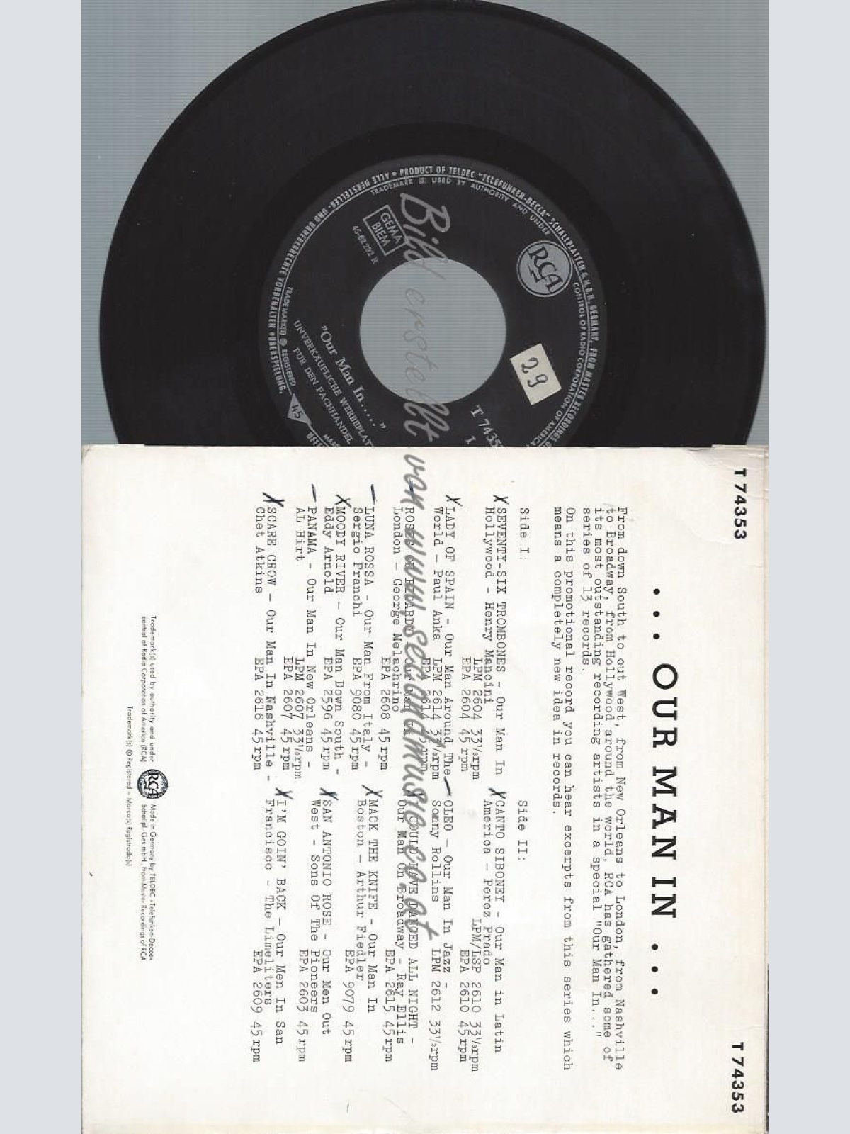 7"  OUR MAN IN // THE LIMELITERS / FIEDLER/ ROLLINS // PROMO EP