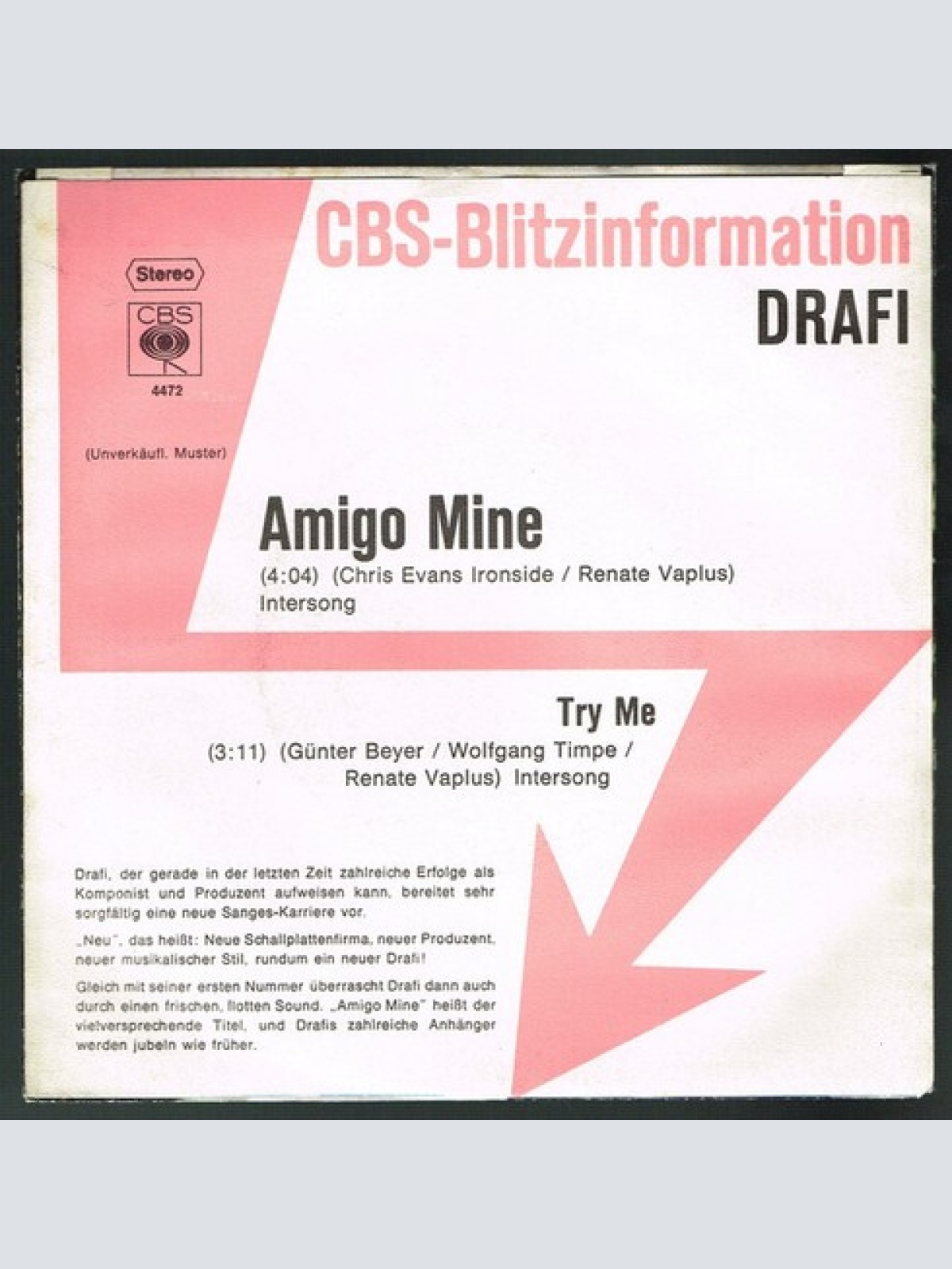 7", Single, Promo Drafi* - Amigo Mine / Try Me