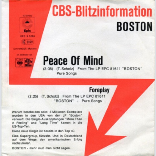 7", Single, Promo Boston - Peace Of Mind