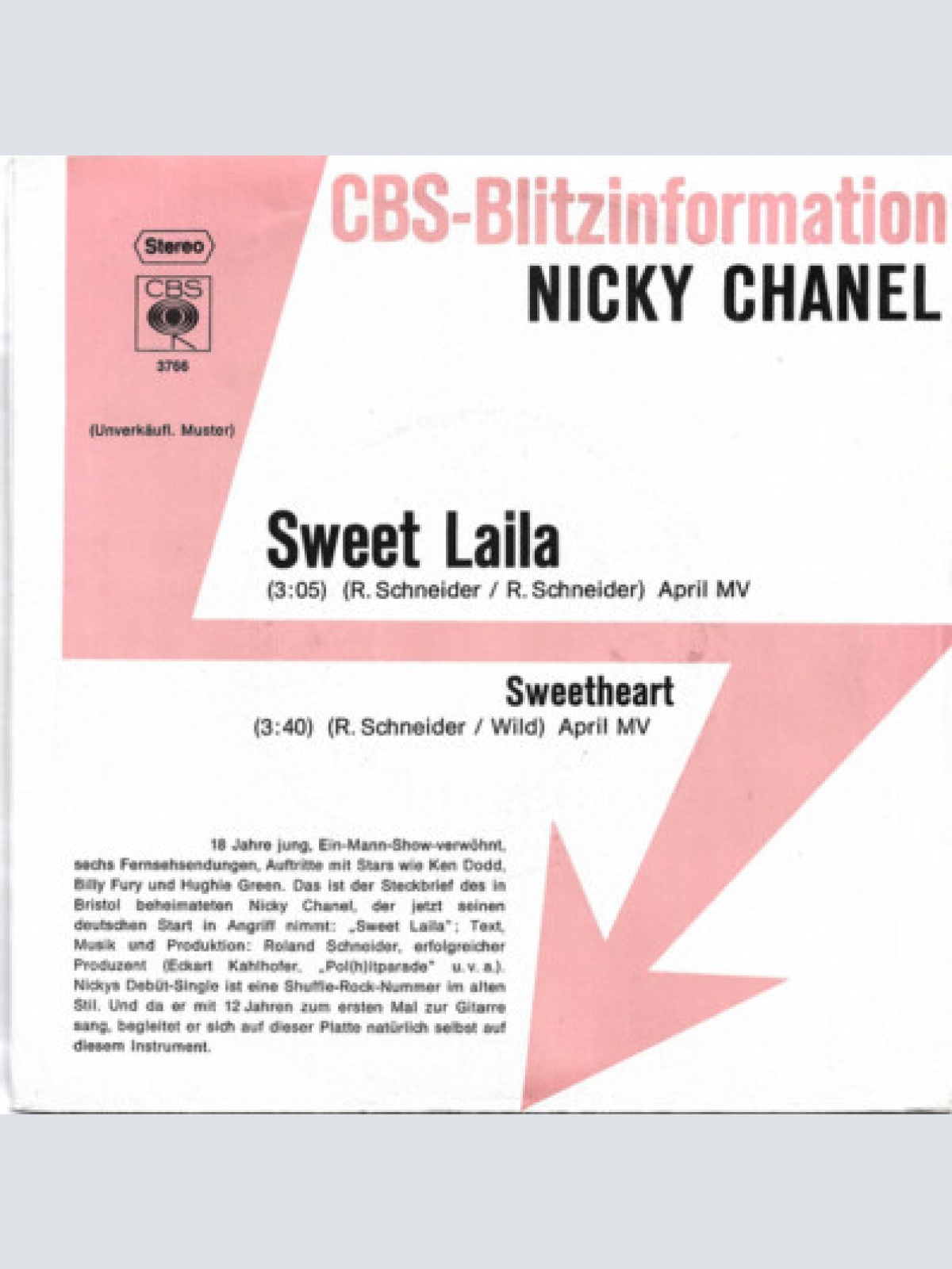 7", Single, Promo Nicky Chanel - Sweet Laila