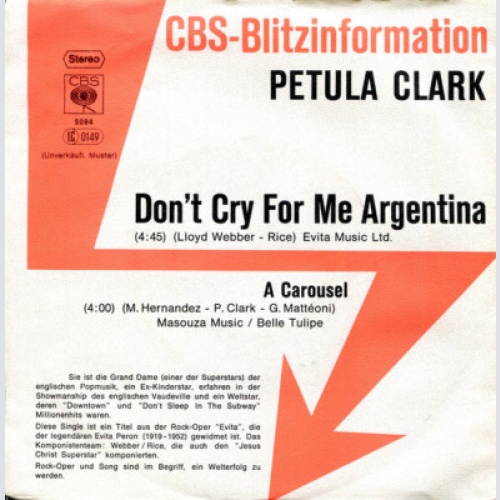 7", Single, Promo Petula Clark - Don't Cry For Me Argentina