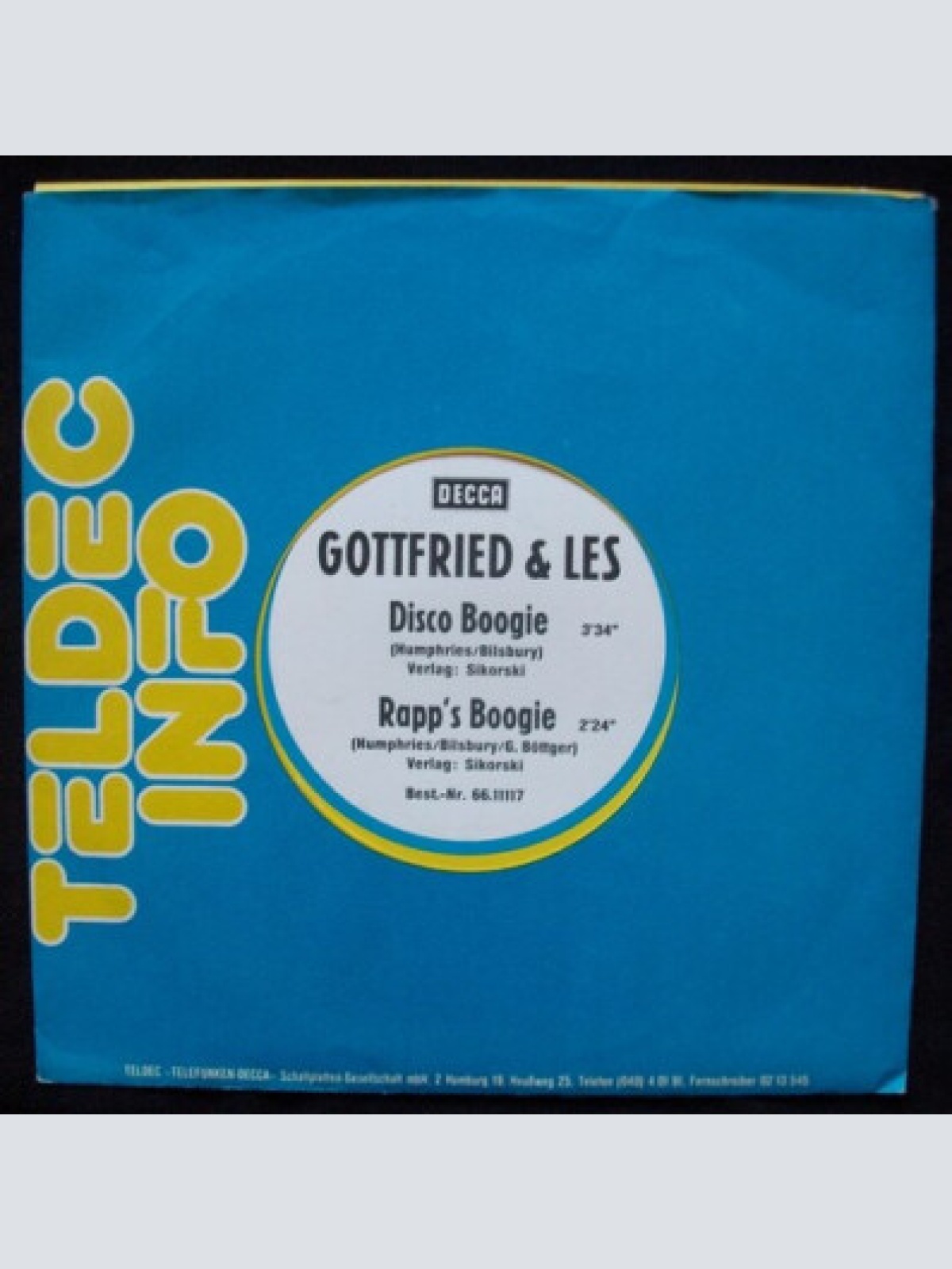 7", Promo Gottfried* & Les* - Disco Rapp's Boogie