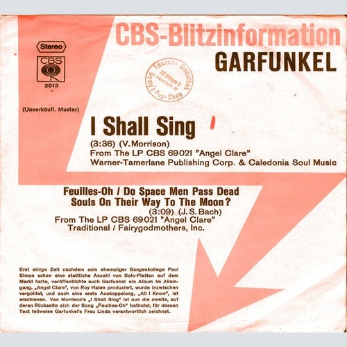7", Single, Promo Garfunkel* - I Shall Sing