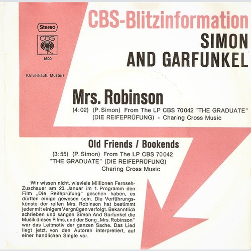 7", Single, Promo Simon And Garfunkel* - Mrs. Robinson