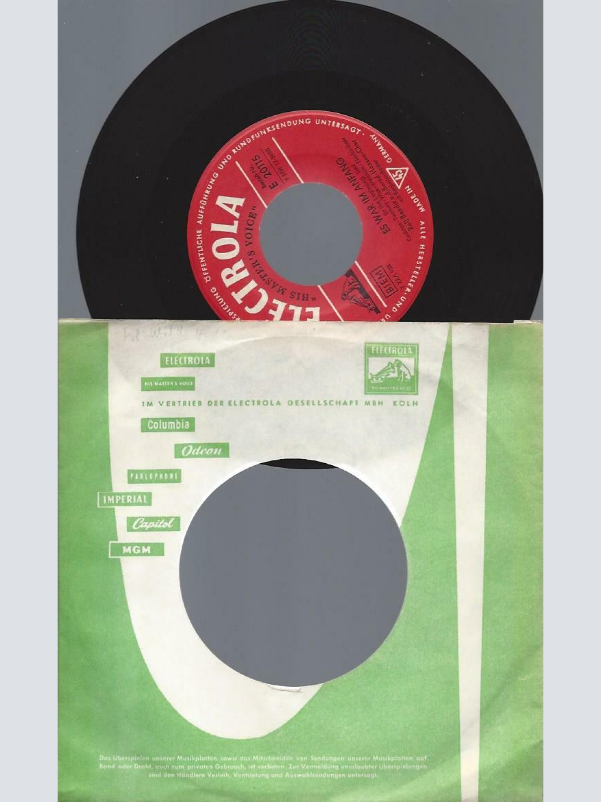 7"   Ralf Bendix  Es War Im Anfang