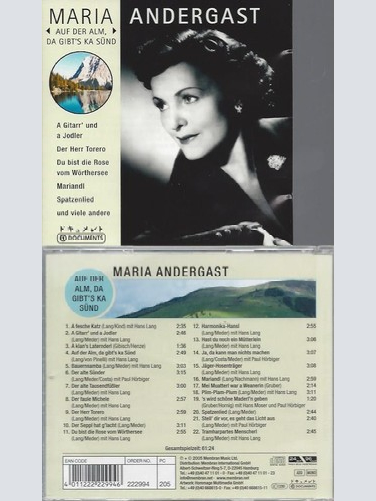 CD    Auf der Alm, Da Gibt'S Ka Sünd -- Maria Andergast