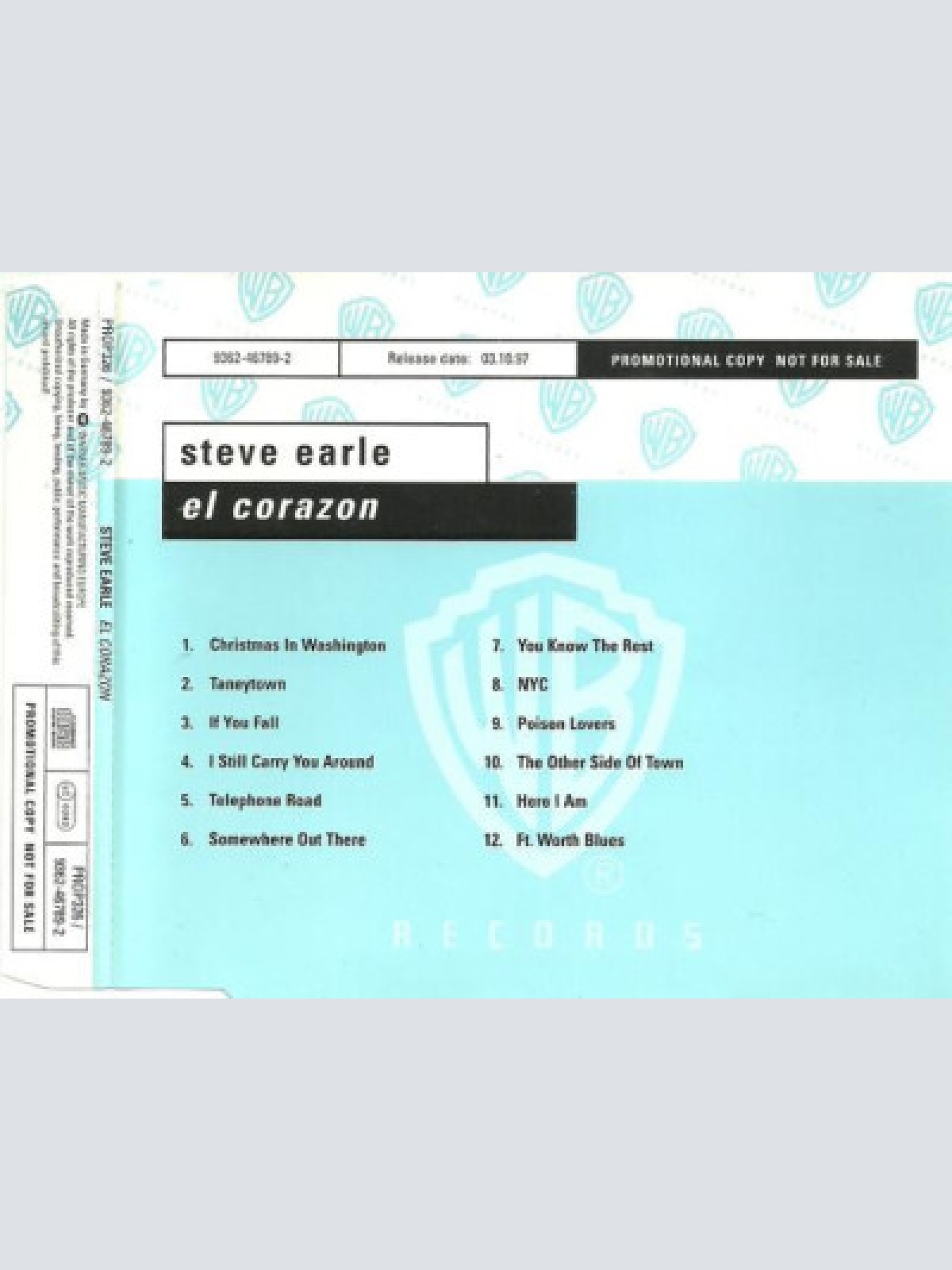CD, Album, Promo Steve Earle - El Corazón
