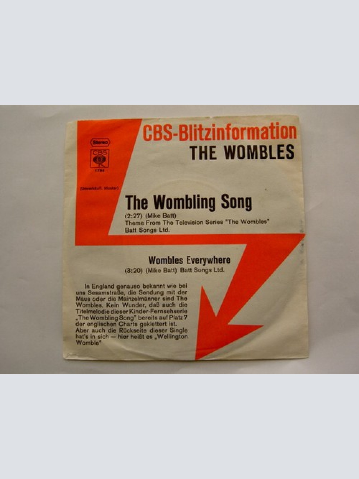7", Promo The Wombles - The Wombling Song