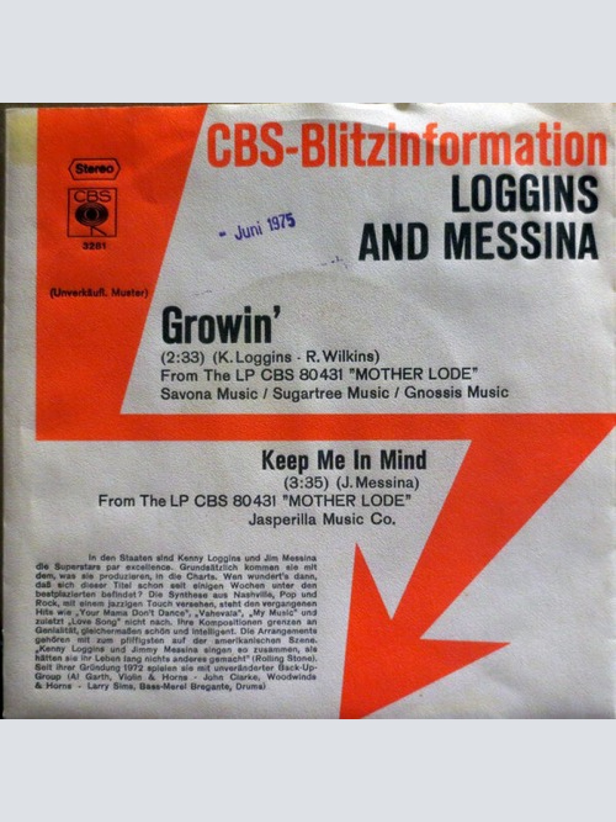7", Single, Promo Loggins And Messina - Growin'