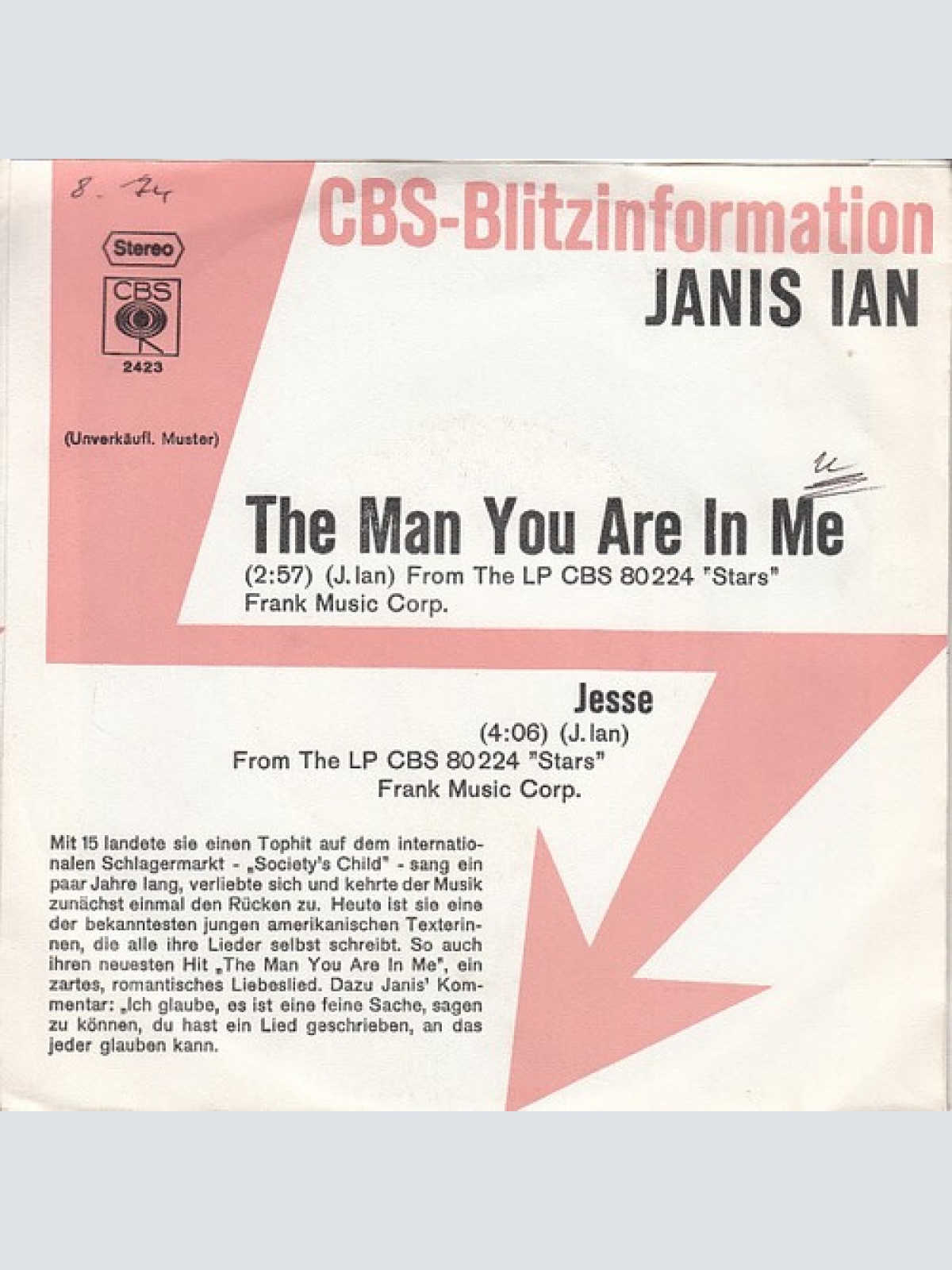7", Single, Promo Janis Ian - The Man You Are In Me