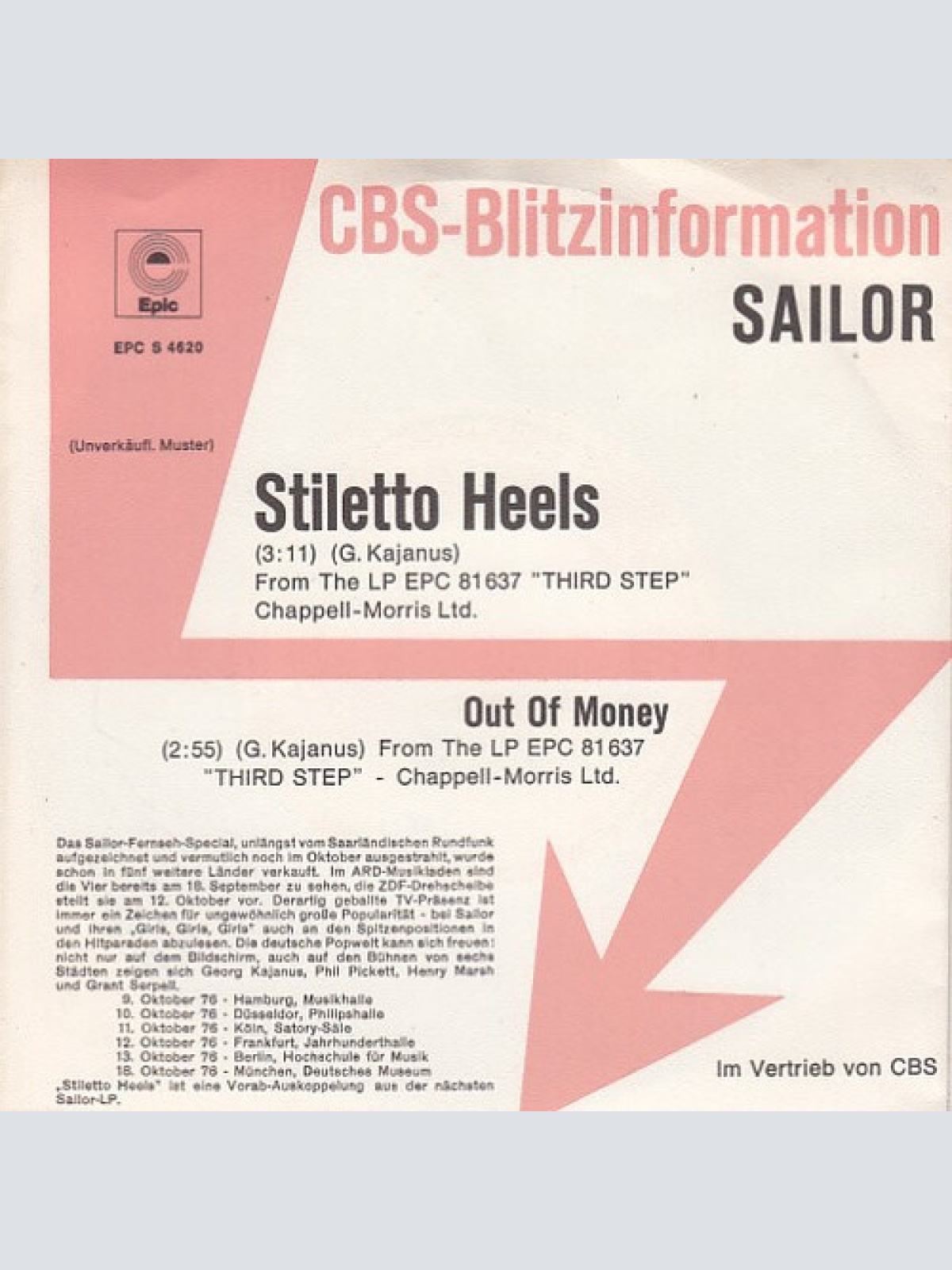 7", Single, Promo Sailor - Stiletto Heels