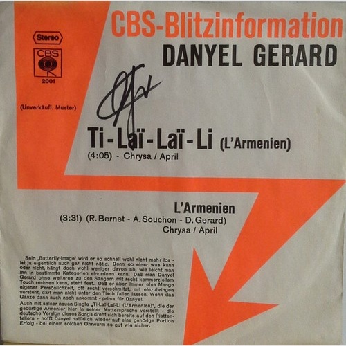 7", Single, Promo Danyel Gerard* - Ti-Laï-Laï-Li (L'arménien)