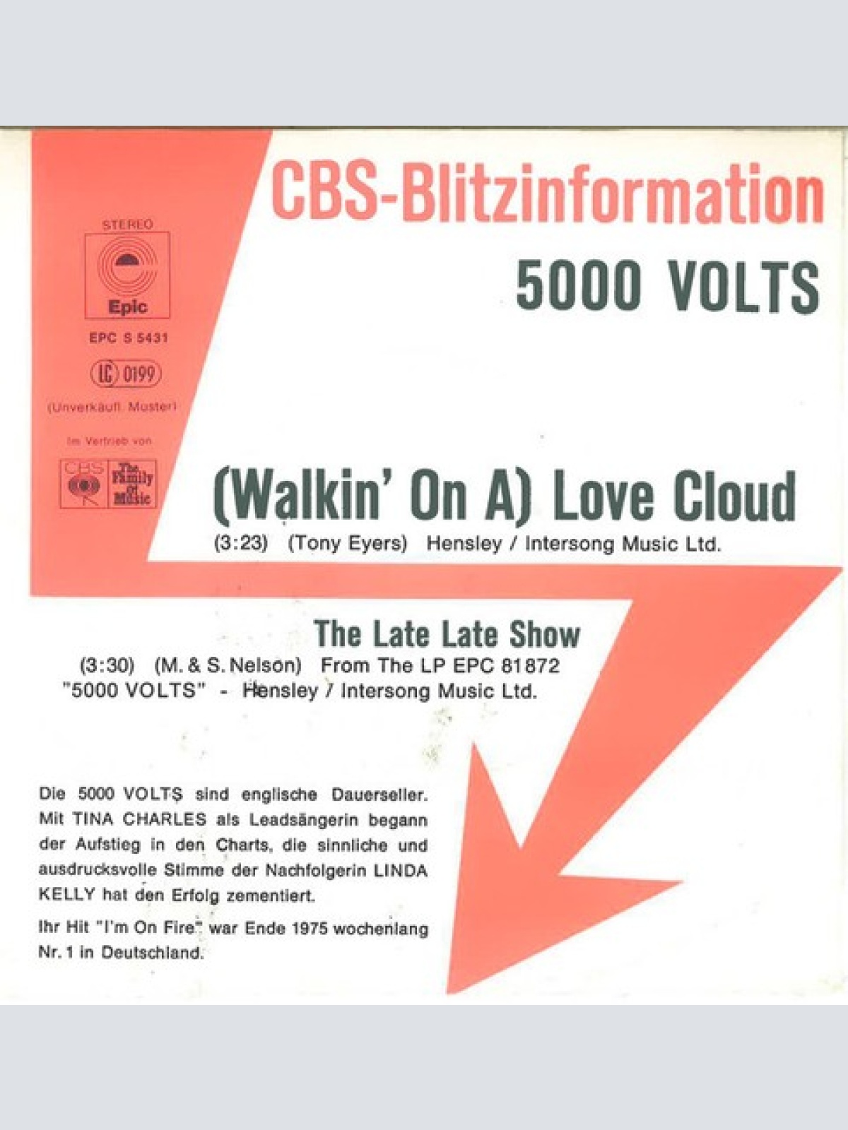 7", Single, Promo 5000 Volts - (Walkin' On A) Love Cloud