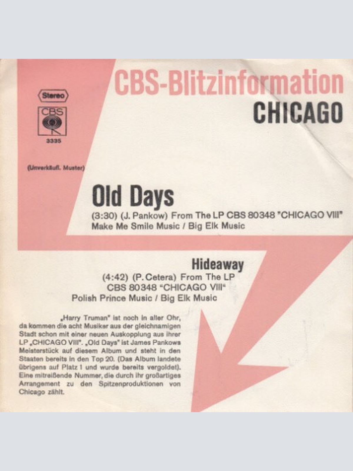 7", Single, Promo Chicago (2) - Old Days