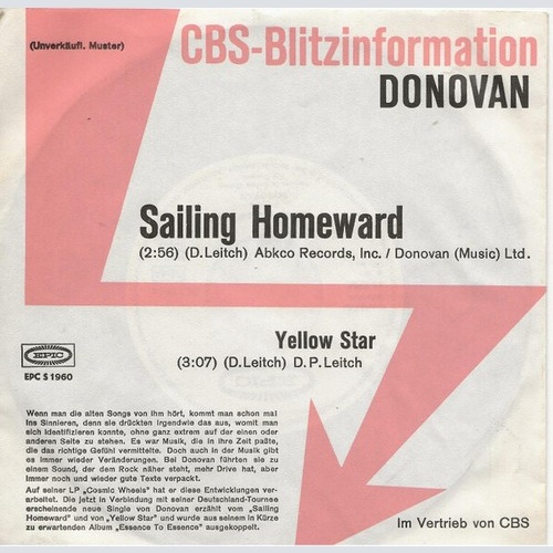 7", Promo Donovan - Sailing Homeward