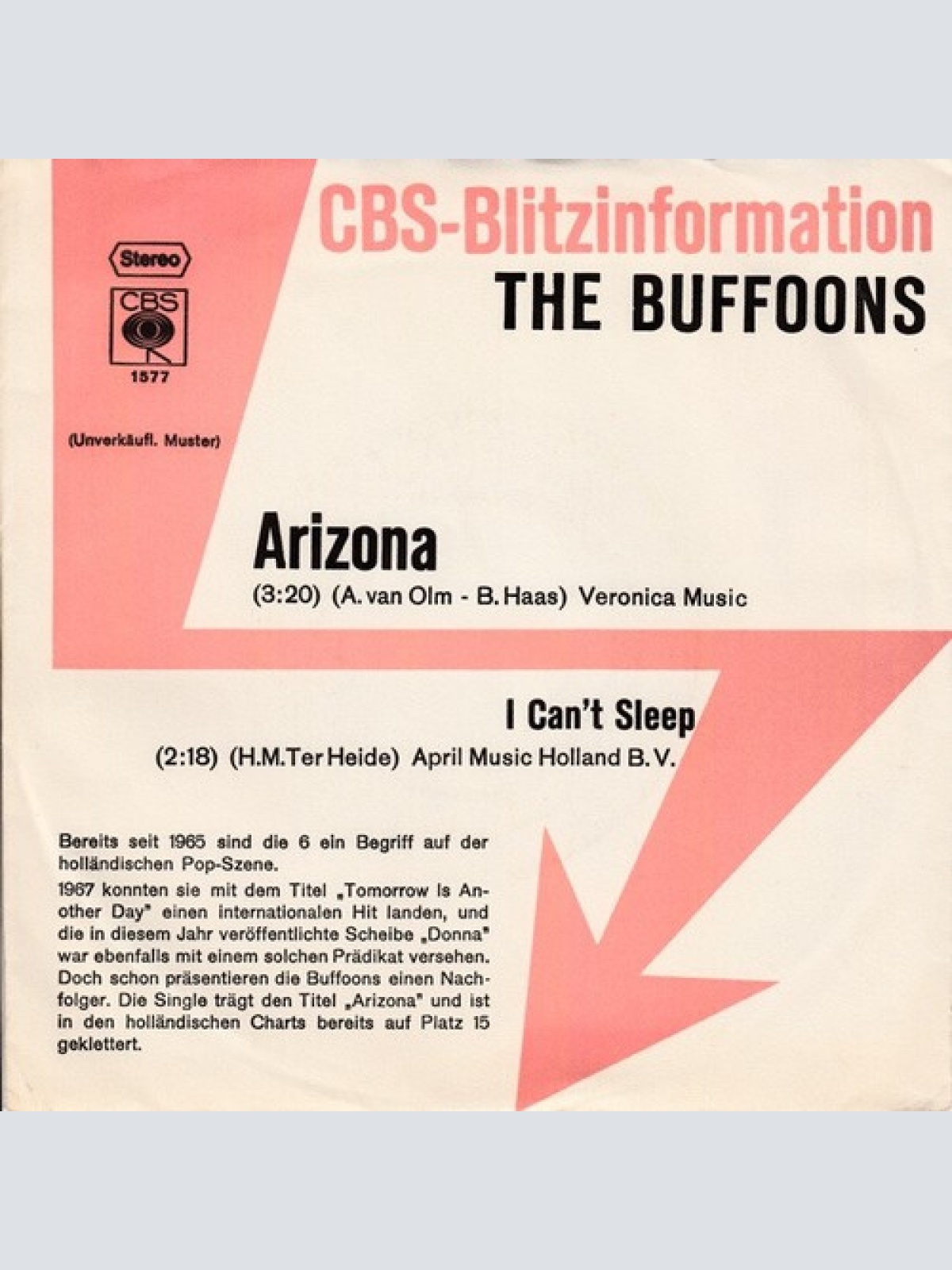 7", Single, Promo The Buffoons - Arizona