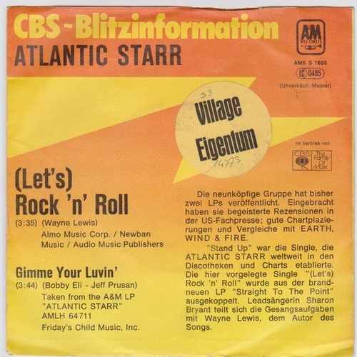 7", Single, Promo Atlantic Starr - (Let's) Rock 'N' Roll