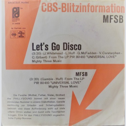 7", Promo MFSB - Let's Go Disco