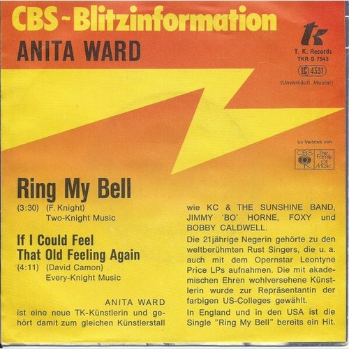 7", Single, Promo Anita Ward - Ring My Bell