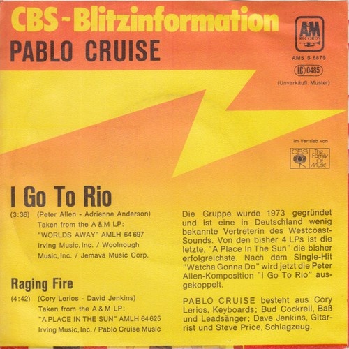 7", Single, Promo Pablo Cruise - I Go To Rio