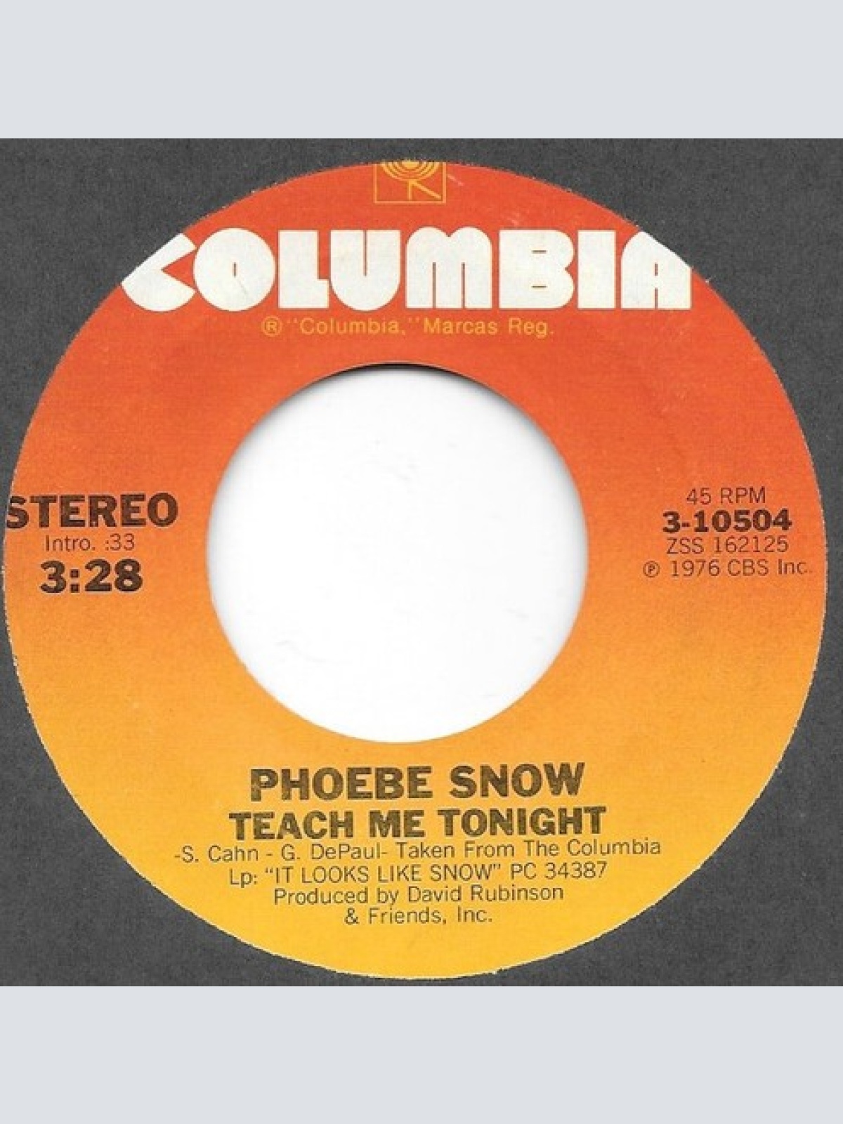 7", Single Phoebe Snow - Teach Me Tonight