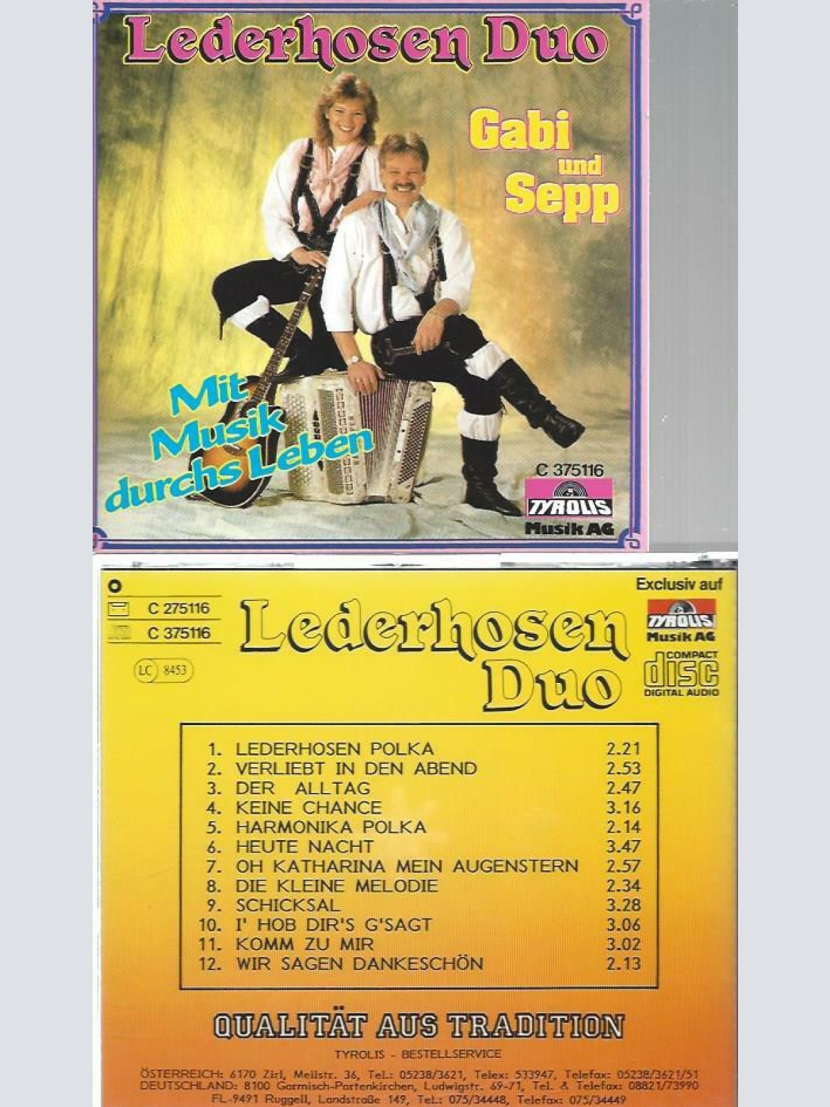 CD--Lederhosen Duo --Mit Musik durchs Leben