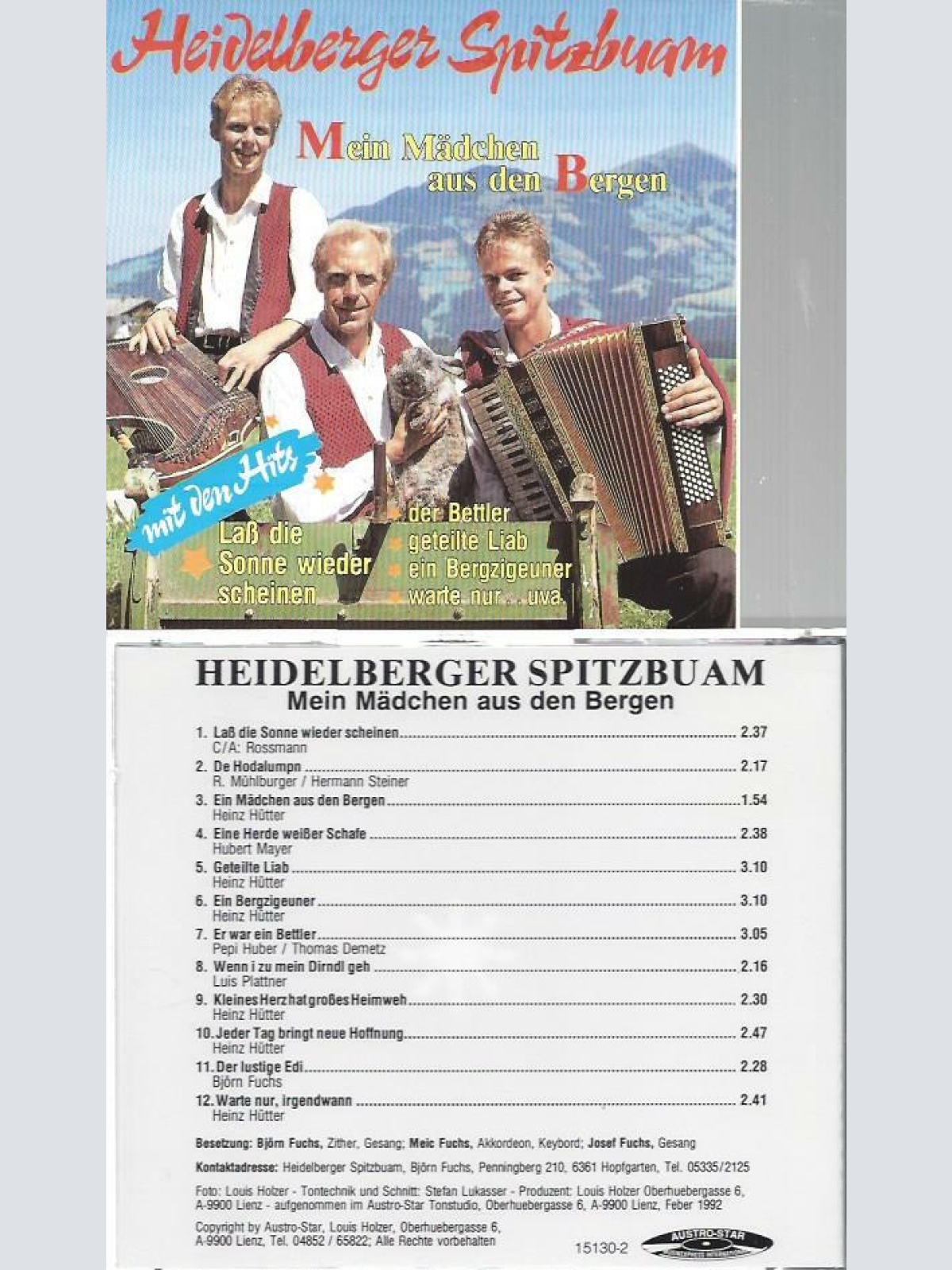 CD--Heidelberger Spitzbuam --Mein Mädchen aus den Bergen