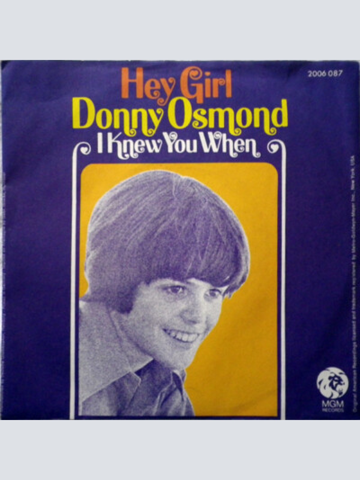 7", Single Donny Osmond - Hey Girl