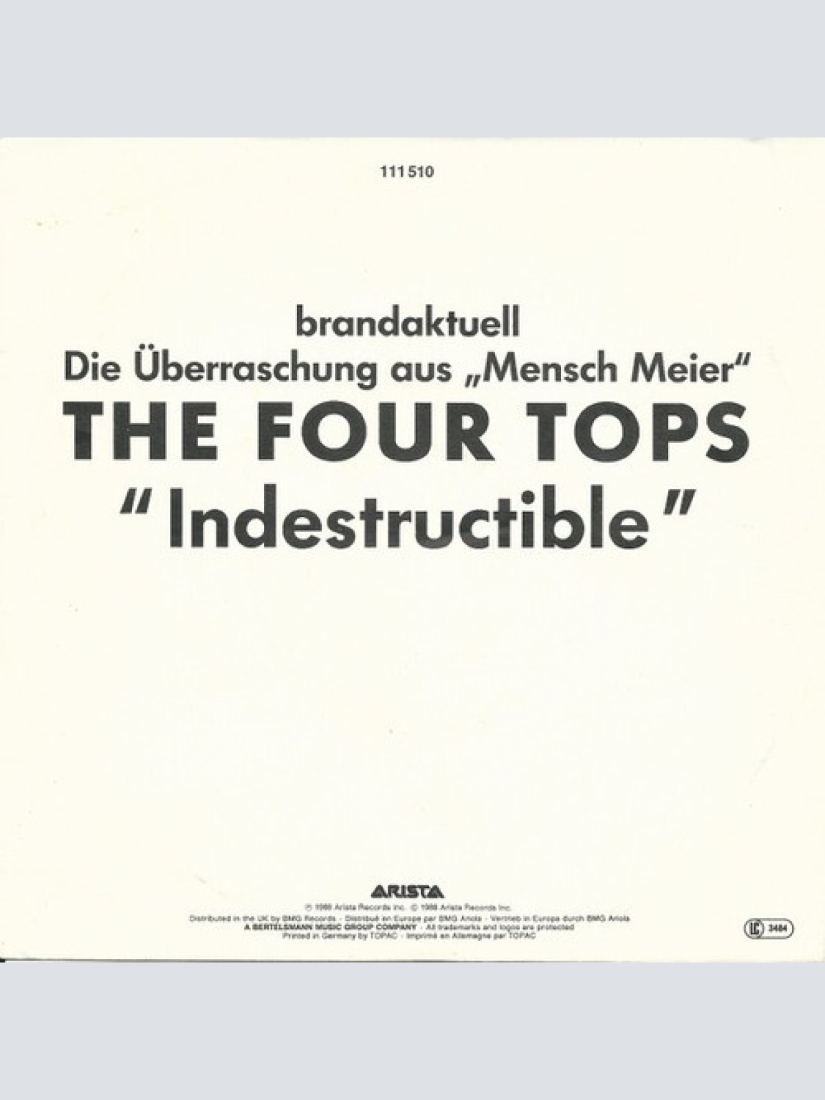 7", S/Sided, Promo Four Tops - Indestructible